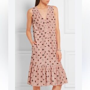 Topshop Unique Silk Pink Butterly Print Midi Dress